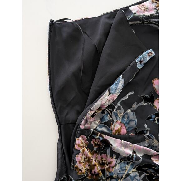 Yumi Kim Black and Pink Floral Asymmetric Mini Dress - Picture 9 of 9